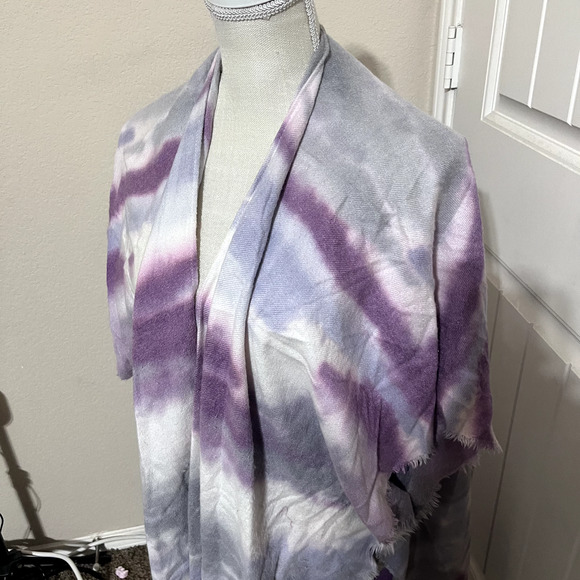 Free People Tie Dye Kimono Wrap sweater Purple Grey One size Boho shawl poncho - Picture 5 of 10